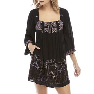 Free People Black Embroidered Rhiannon Dress Med